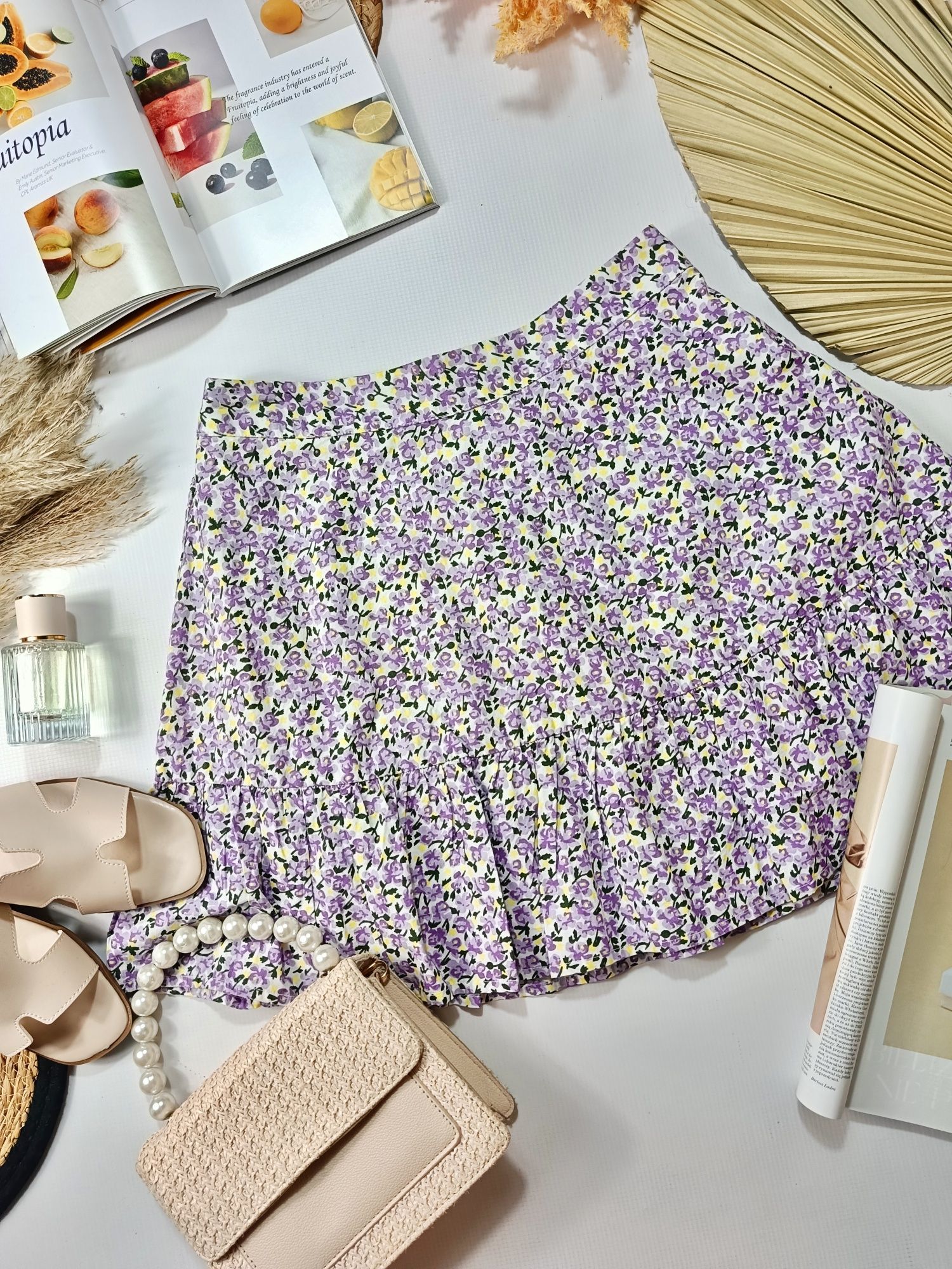Spódniczka damska mini krótka fioletowa w kwiatki rozmiar M Vero moda
