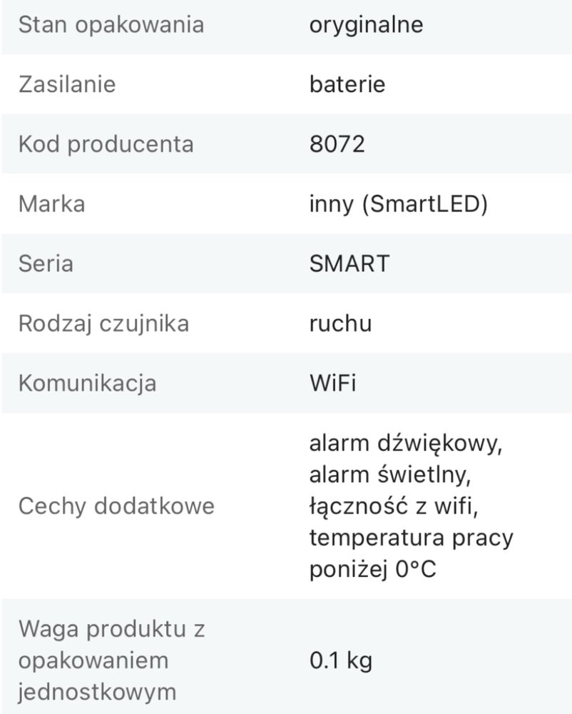 Czujnik otwarcia drzwi okna wifi smart z alarmem TUYA