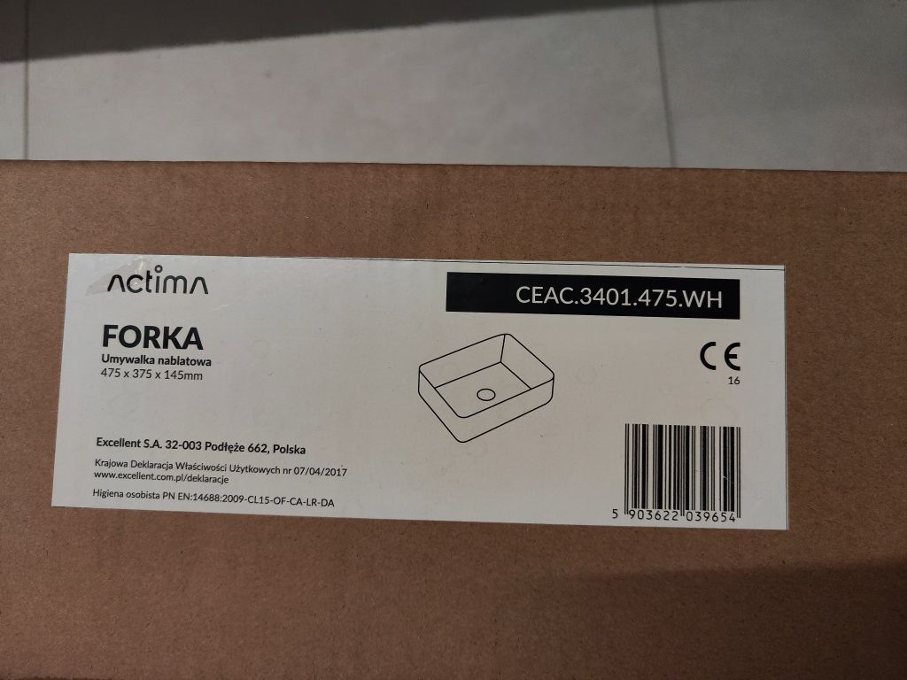 Umywalka nablatowa Excellent Actima Forka 47.5x37.5 NOWA