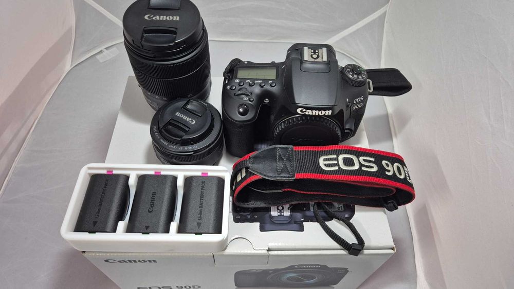 Canon EOS 90D + 18-135mm + 50mm + 3 baterias + extras (kit completo)