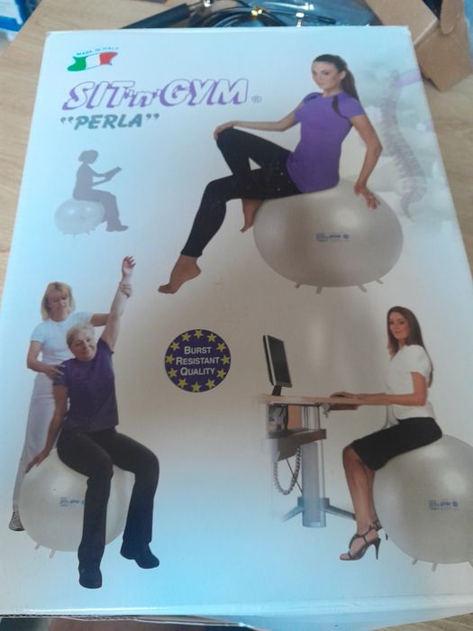 Piłka dmuchana do ćwiczeń rehabilitacji biały perłowy 55cm sit n gym