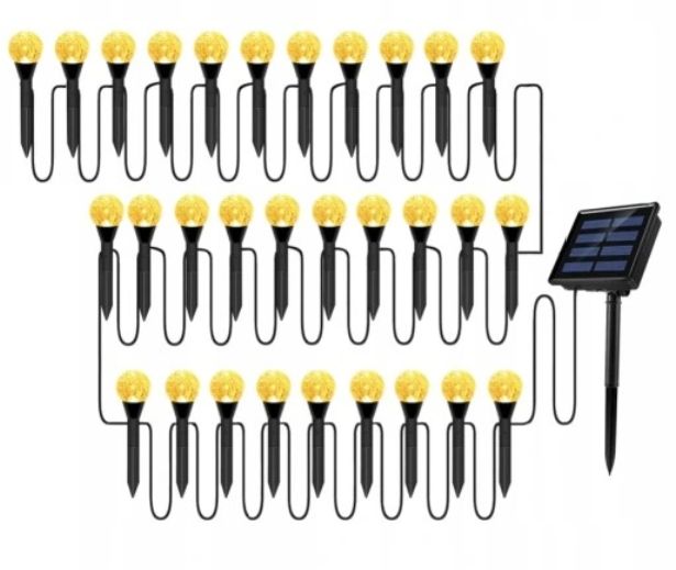 Lampki Solarne Ogrodowe Kulki Wbijane LED Girlanda