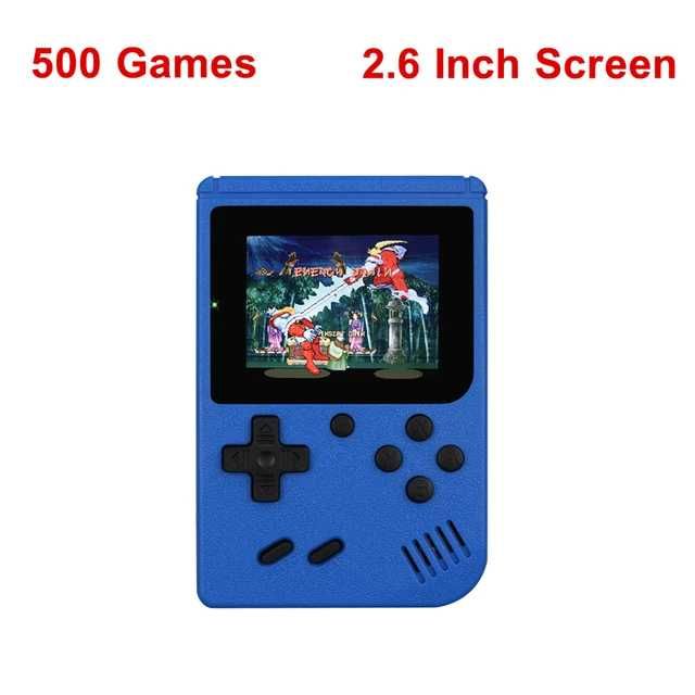 Consola de jogos portátil com 500 jogos, bateria, LCD Colorido, Azul