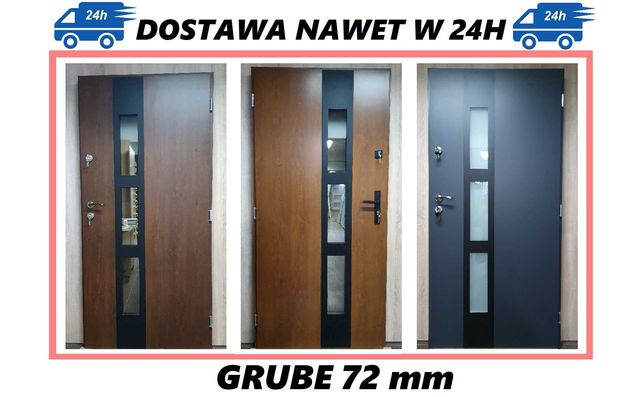 Drzwi zewnętrzne 80, 90 GRUBE 72 mm model "AFRYKA 2" SZYBKA DOSTAWA