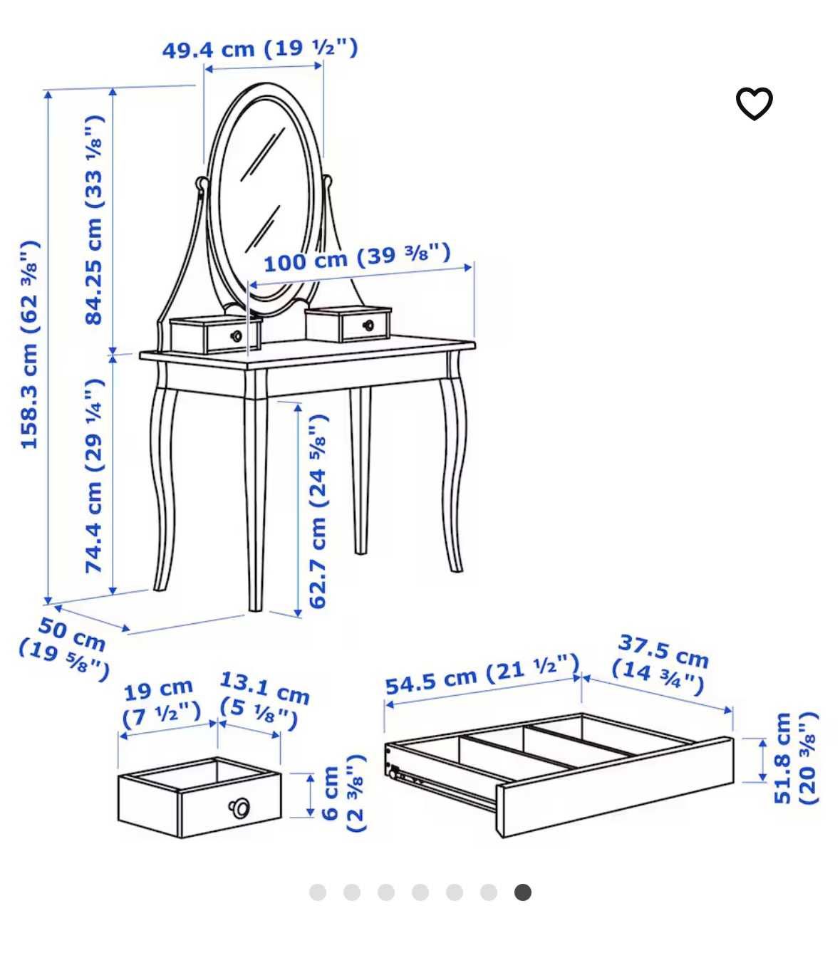 Toaletka biała HEMNES-IKEA 100x50 cm