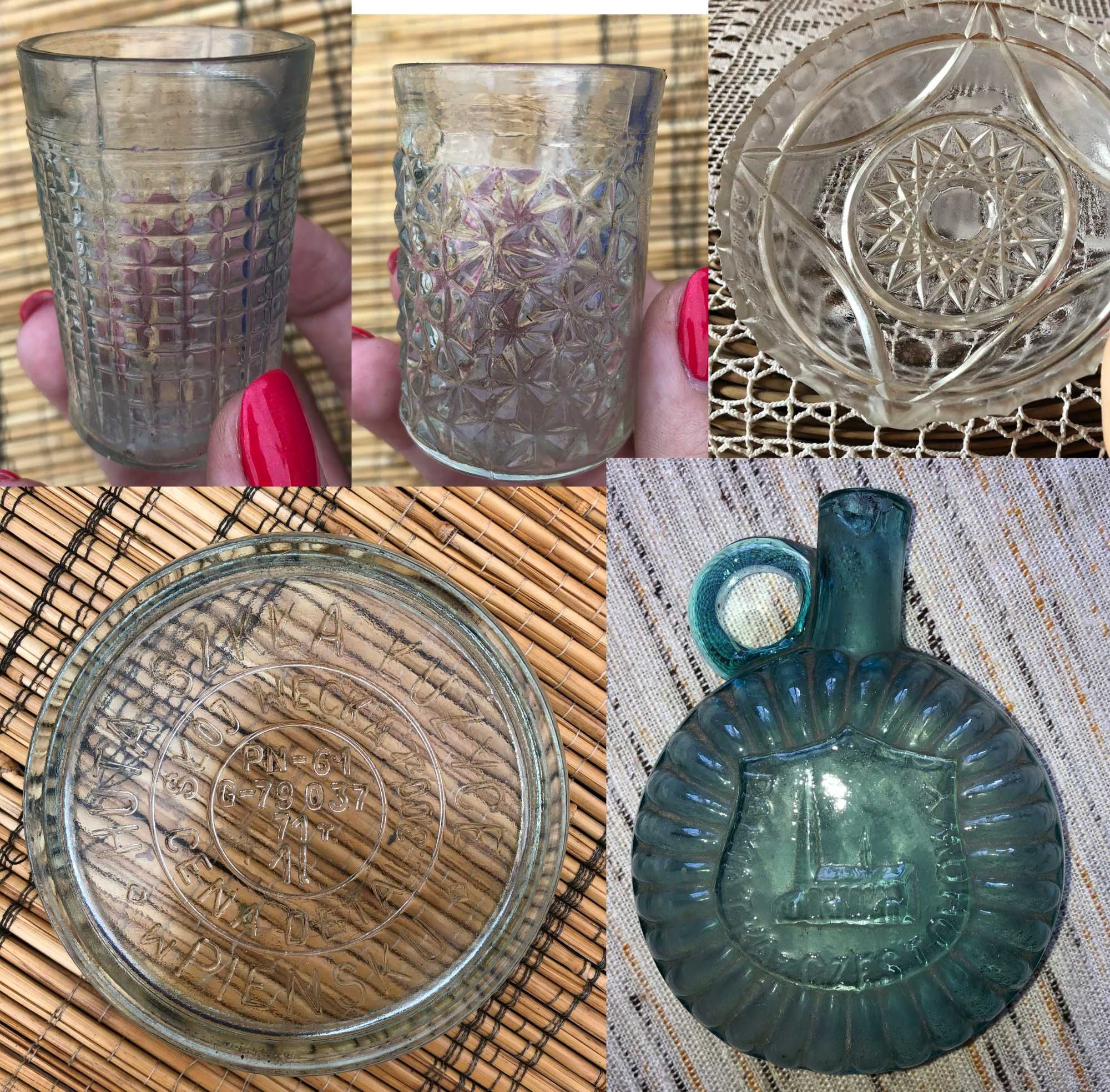 Szkło starocie PRL - szklanki, talerze, waza, bulionówki, kryształy