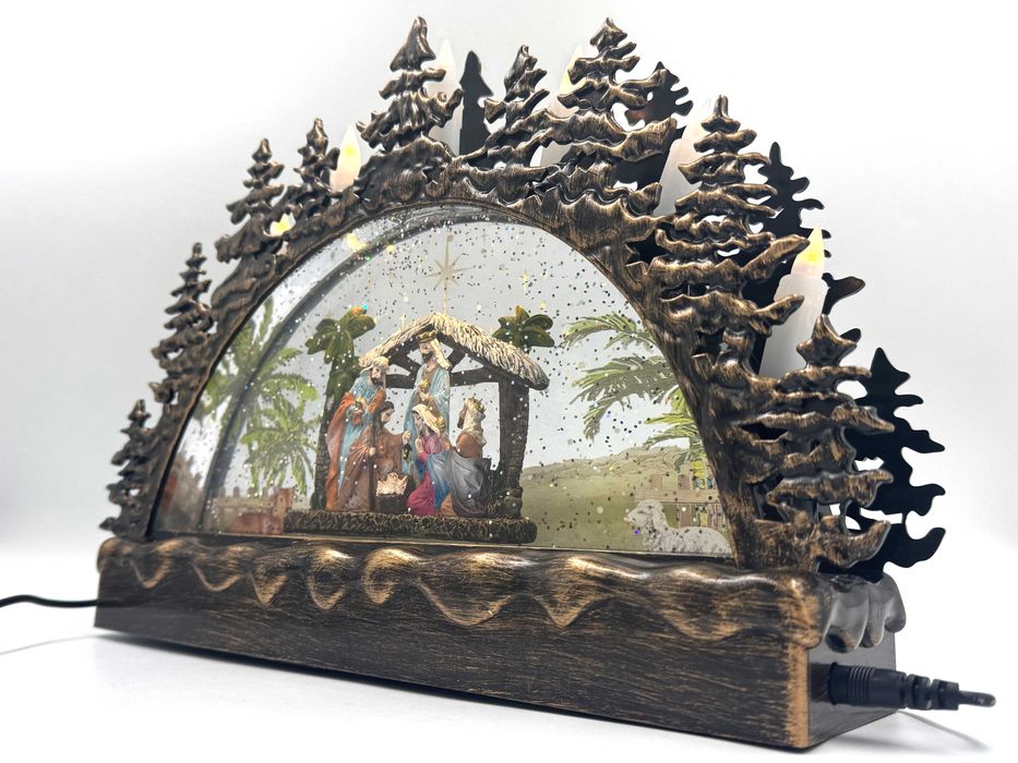 Podświetlana Szopka Bożonarodzeniowa, gra kolęda, świecąca szopka