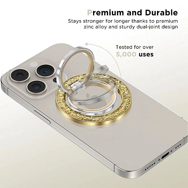 Uchwyt / ring Tech-Protect MMR200 magnetyczny z MagSafe - złoty z krys