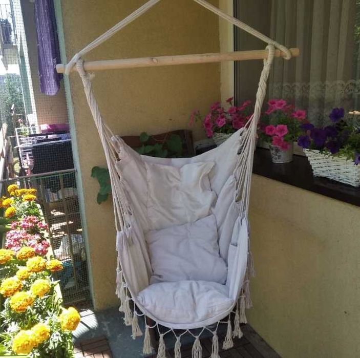 Fotel wiszący brazylijski hamak krzesło huśtawka na balkon taras ogród