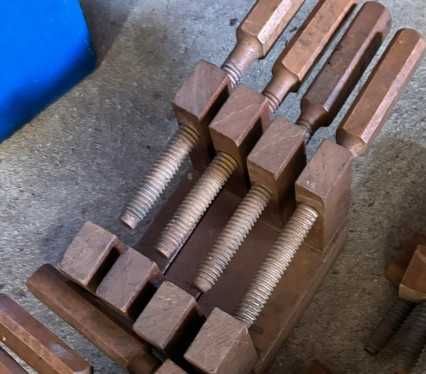 Lote de 6 grampos antigos madeira carpinteiro