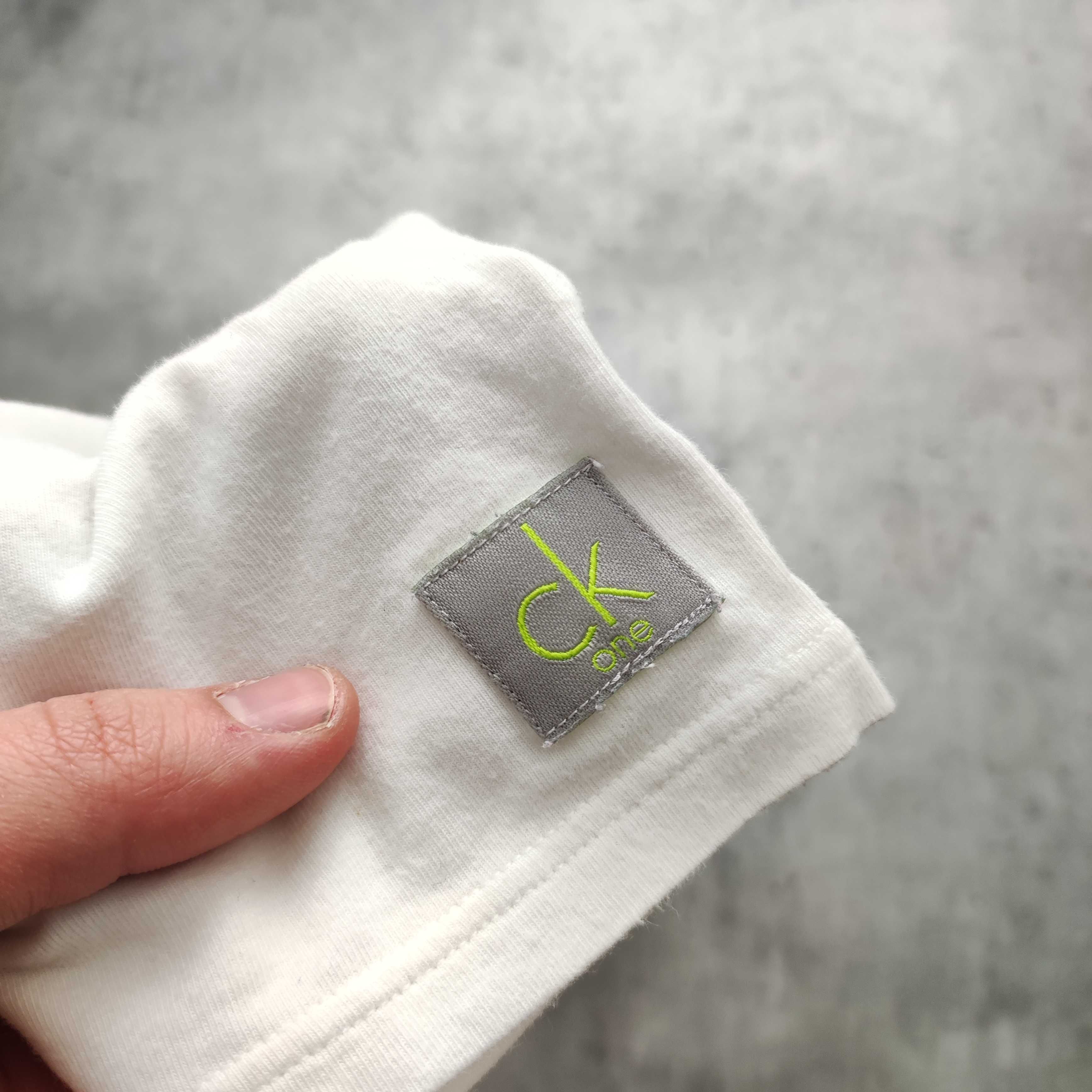 MĘSKA Koszulka Biała Klasyk Elegancka Bawełna Basic CK Calvin Klein