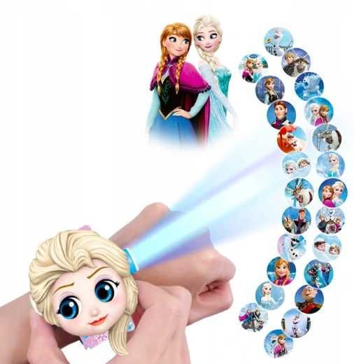 2 x Frozen Kraina Lodu Anna Elza Zegarek dla Dzieci z projektorem 3D