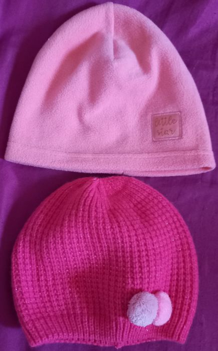 Sliczne rozowe czapeczki dziewczece jesien/wiosna do 3-4 lat