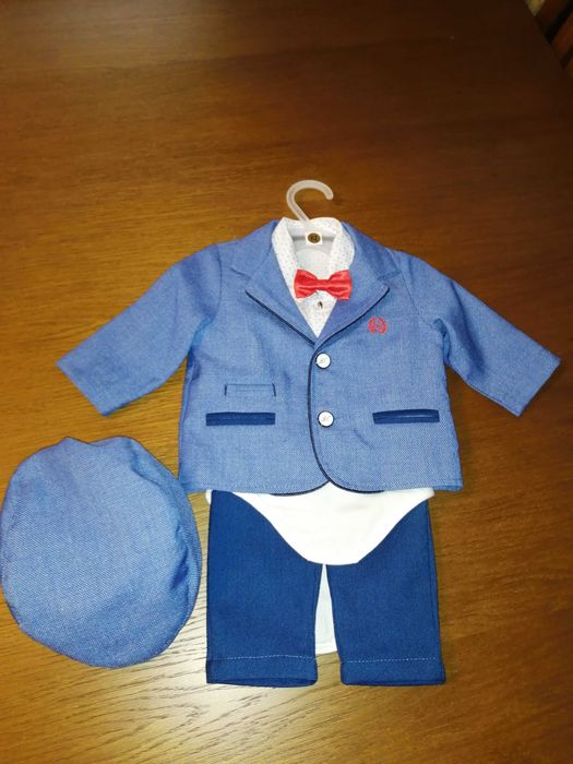 Elegancki strój, garnitur do chrztu dla chłopca w rozmiarze 62