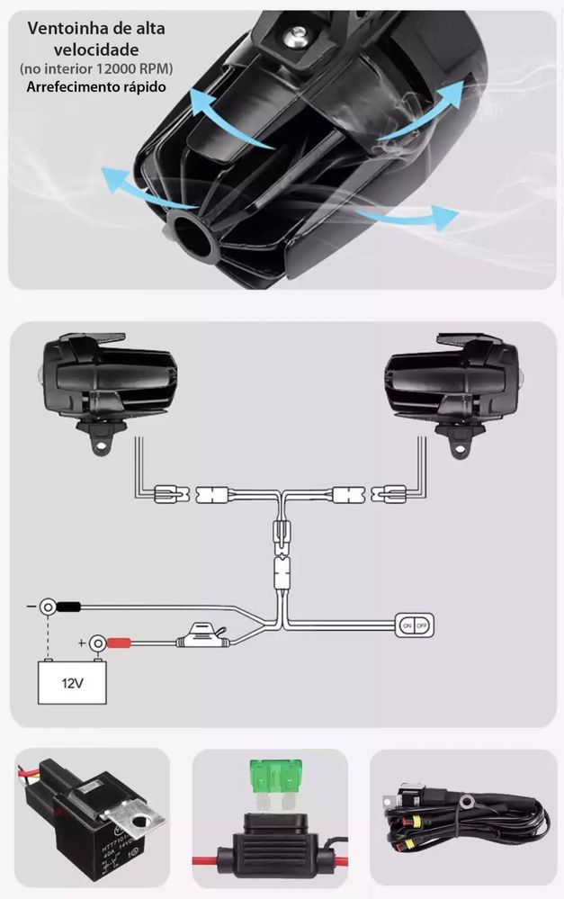 Par de faróis auxiliares LED homologados E9 bmw suzuki yamaha