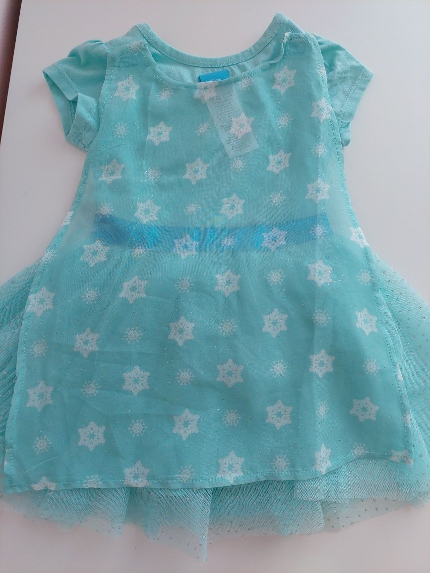 Niebieska sukienka kraina lodu Frozen ELSA z tiulem 18-24m 86-92cm