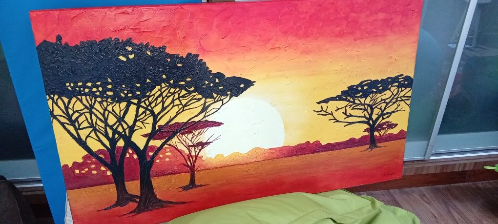 Pintura a óleo original "paisagem africana"