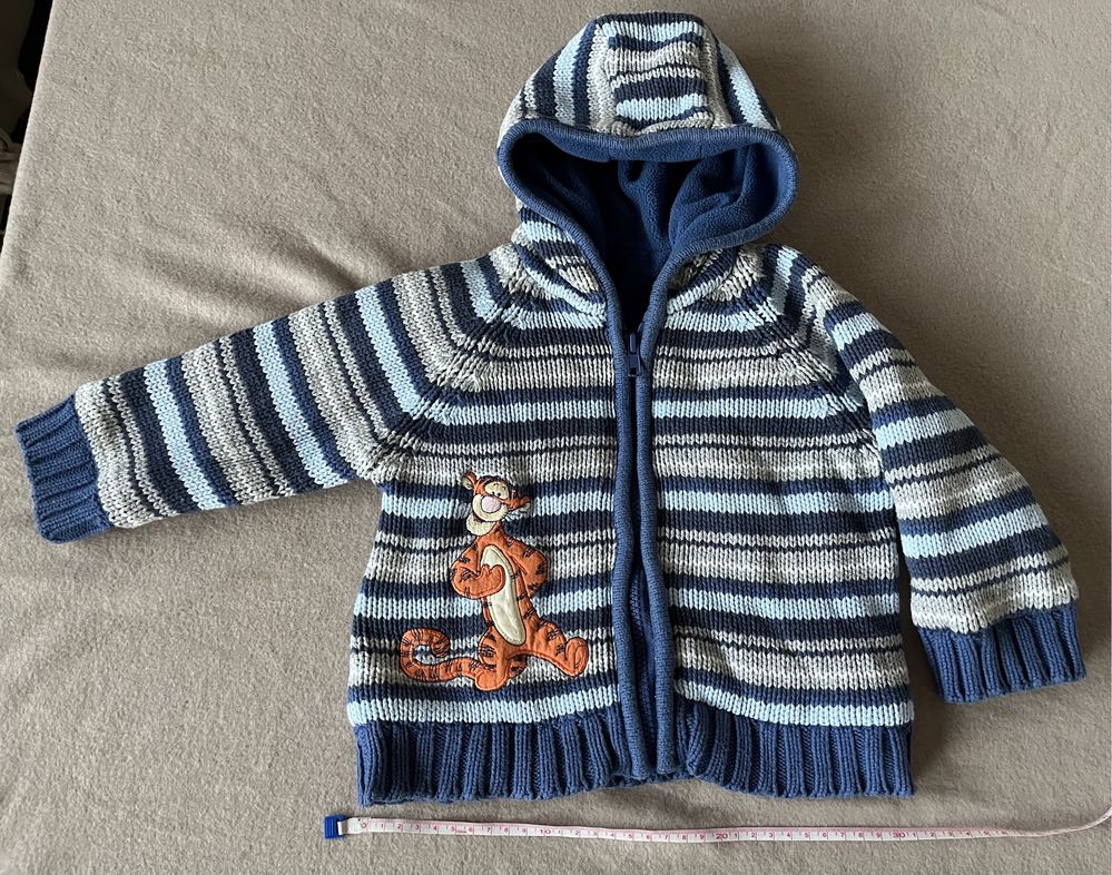 Kurtka gruby sweter z polarem George 74 80 Tygrysek