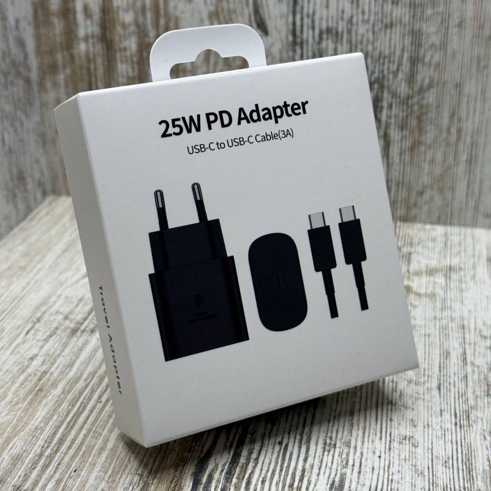 Быстрая зарядка 25W с кабелем для Samsung. USB-C Type-C