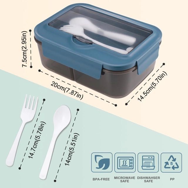 Lunchbox śniadaniówka BENTO 1400ml z widelcem i łyżką
