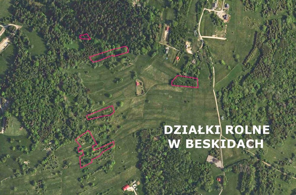 Działki rolne w górach – Sól, gm. Rajcza, powierzchnia łącznie 1 ha