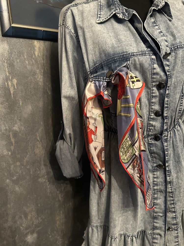 Świetna sukienka jeans My Still z apaszką. r.M/L