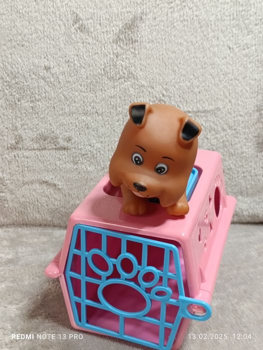 Piesek w klatce w nosidełku