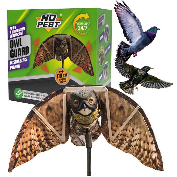 Odstraszacz ptaków, szpaków, mew. Sowa z ruchomymi skrzydłami No Pest®