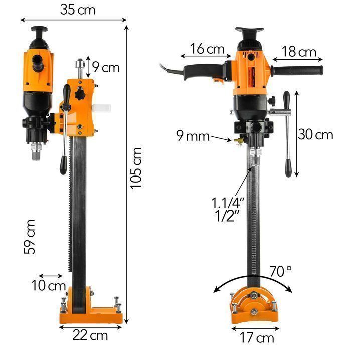 Wiertnica diamentowa do betonu Fi155mm 1880W ze statywem (lub bez)