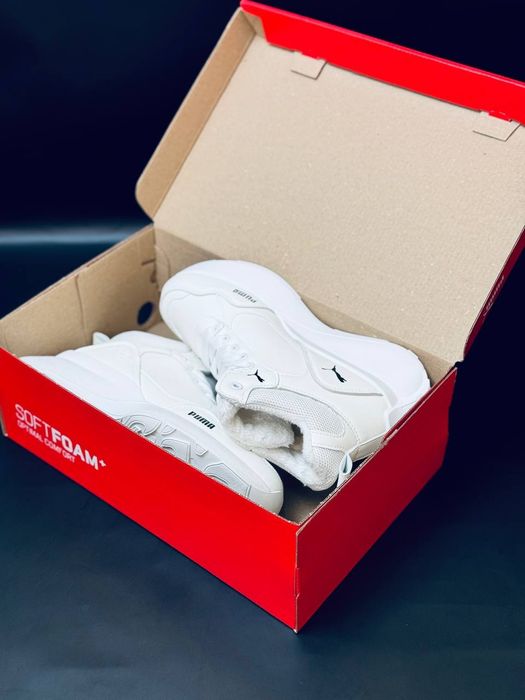 Женские кроссовки Puma Белые кожаные кроссовки Пума зимові кросівки
