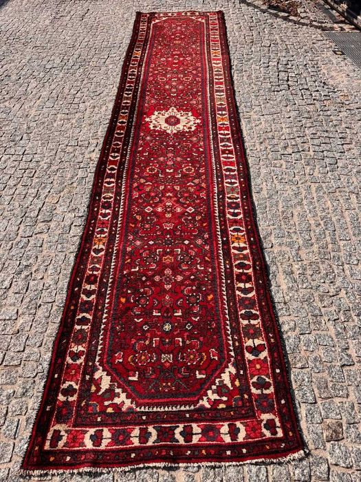 Chodnik dywan wełniany perski r.tkany Iran HAMADAN 400x90 gal. 15 tys