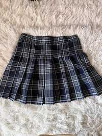 Японская в клетку юбка с шортиками размер S-M