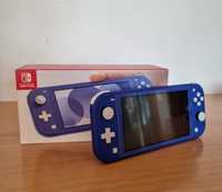 Nintendo switch lite azul + cartão de 128gb + jogos