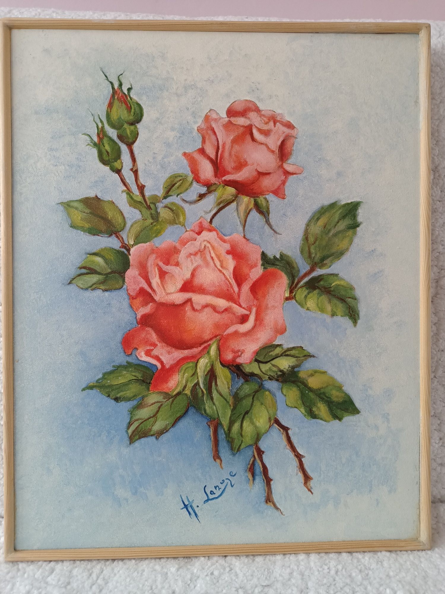 ,, Róże" obraz H. Lange 51,5x40,5