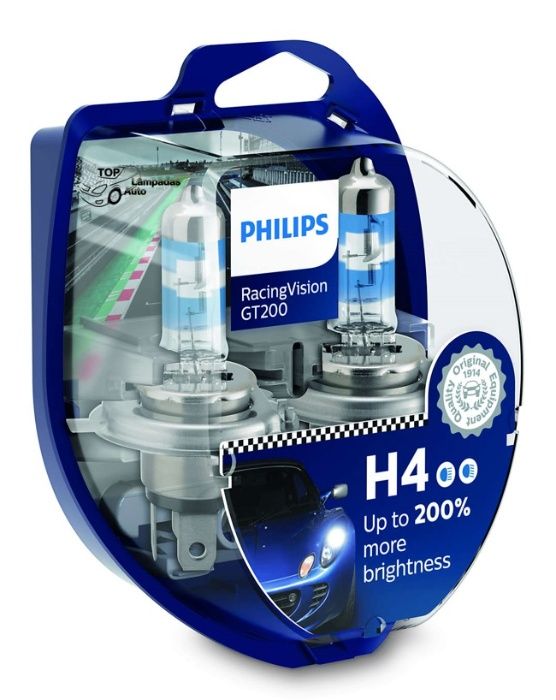 NOVAS Lâmpadas Philips RacingVision GT200 H4 e H7 - PORTES GRÁTIS