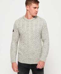 sweter # SUPERDRY Jacob Crew Neck Premium WEŁNA piękny splot NOWY # L