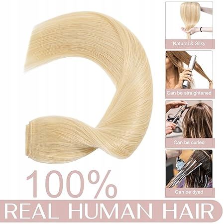 pasemka z prawdziwych włosów doczepiane jasny blond 50cm klasa 7a