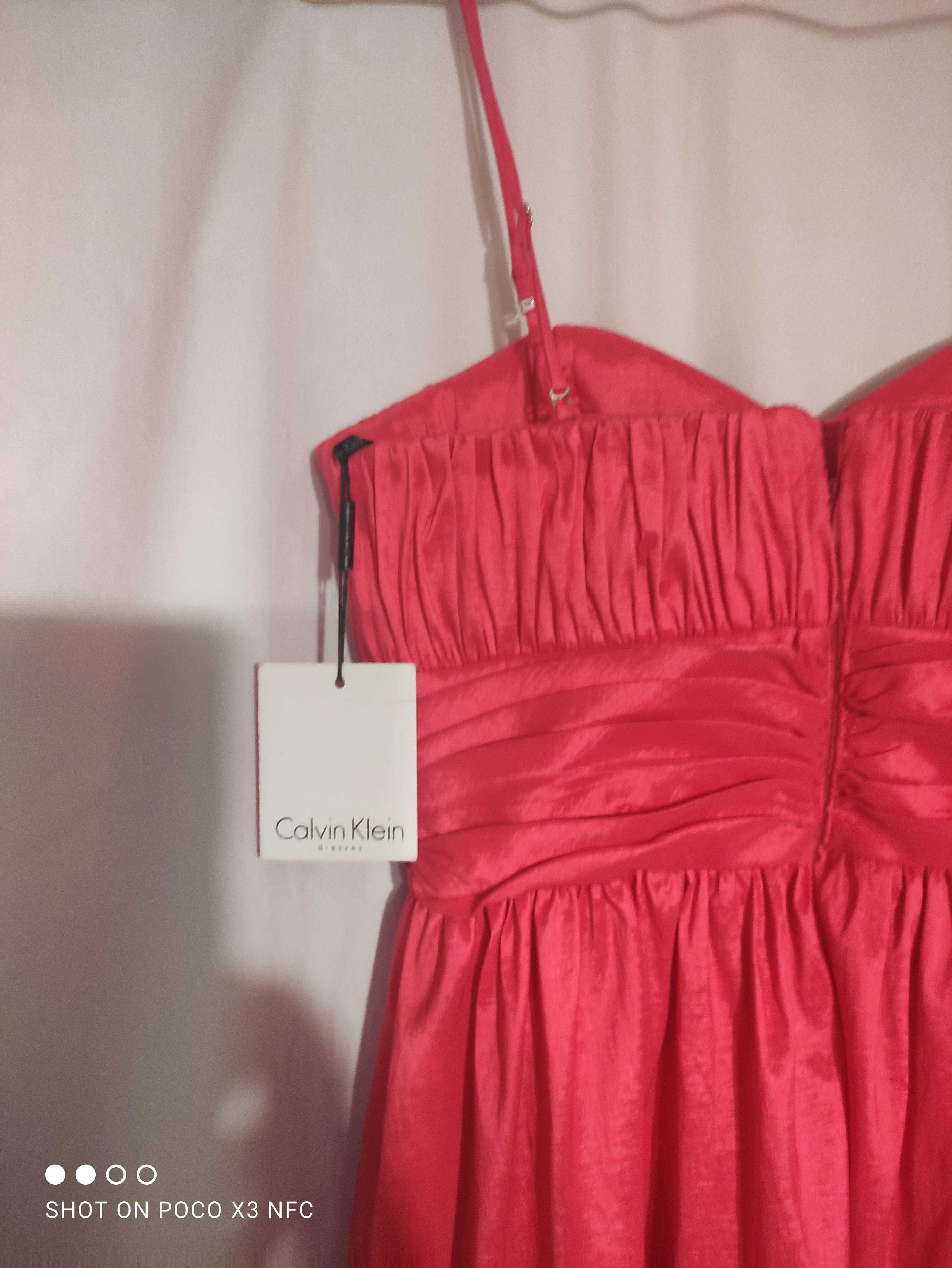 Sukienka różowa Calvin Klein okolicznościowa rozm. 36