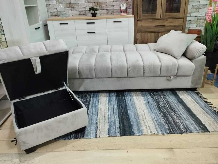 barato sofa cama acolchoado e puff novo envio gratis