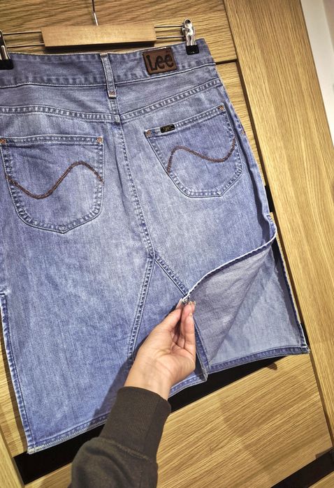 Modna oryginalna spodnica damska jensowa z wysokim stanem roz M Lee