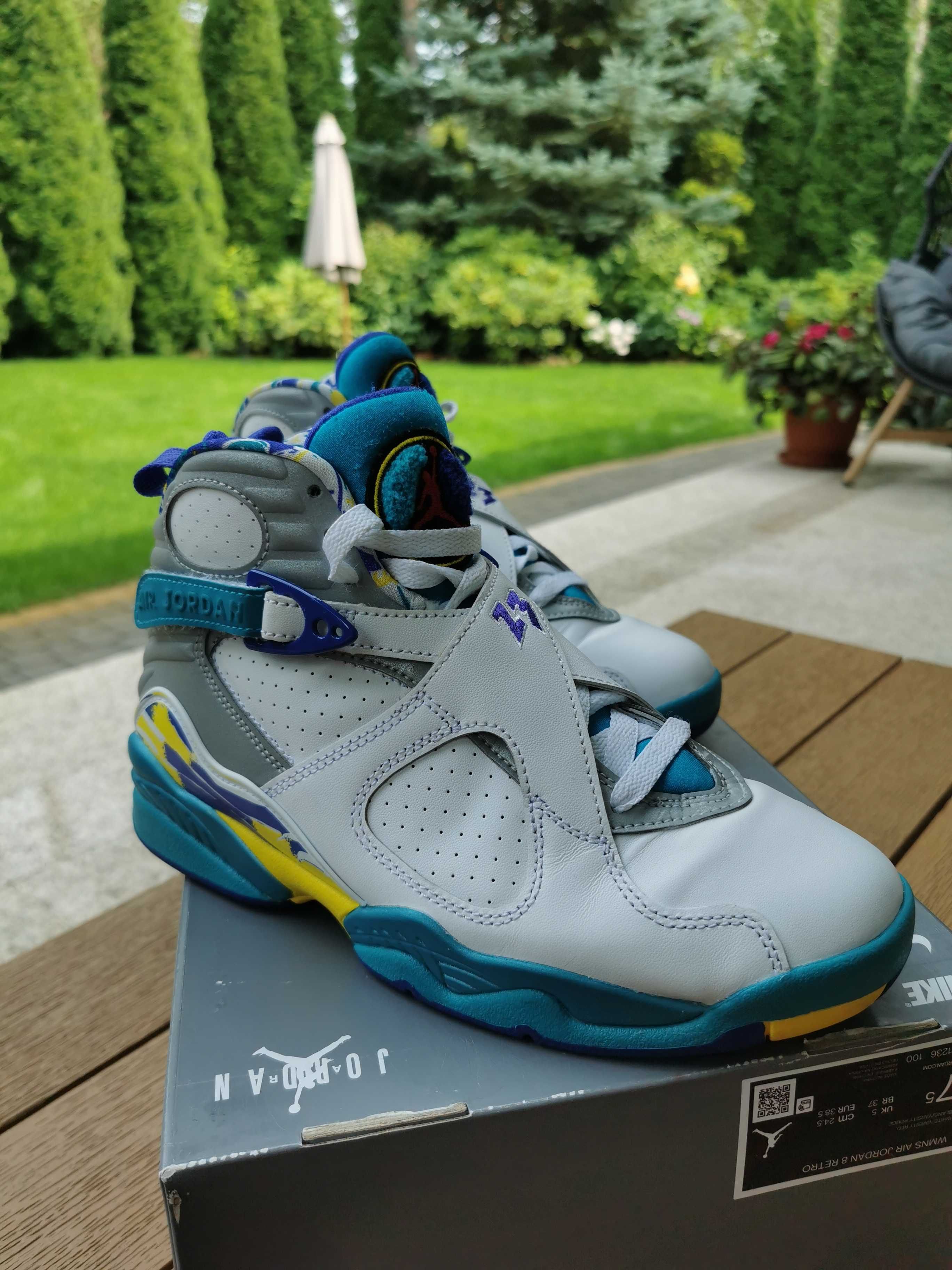 Wmns Air Jordan 8 Retro aqua white rozmiar 38,5  24,5cm