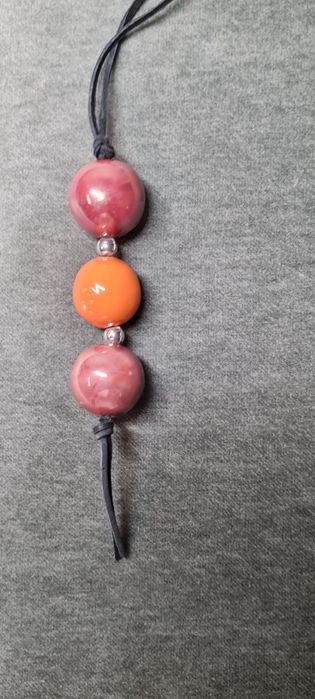 Korale, zawieszka, ,ceramika, kulki.