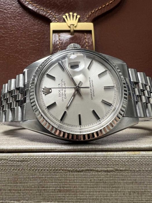 Relógio Rolex Datejust para homem, caixa em ouro branco e aço inoxidáv