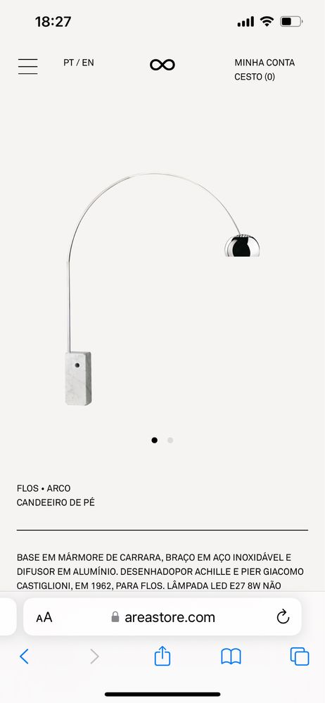 Candeeiro de pé com base mármore