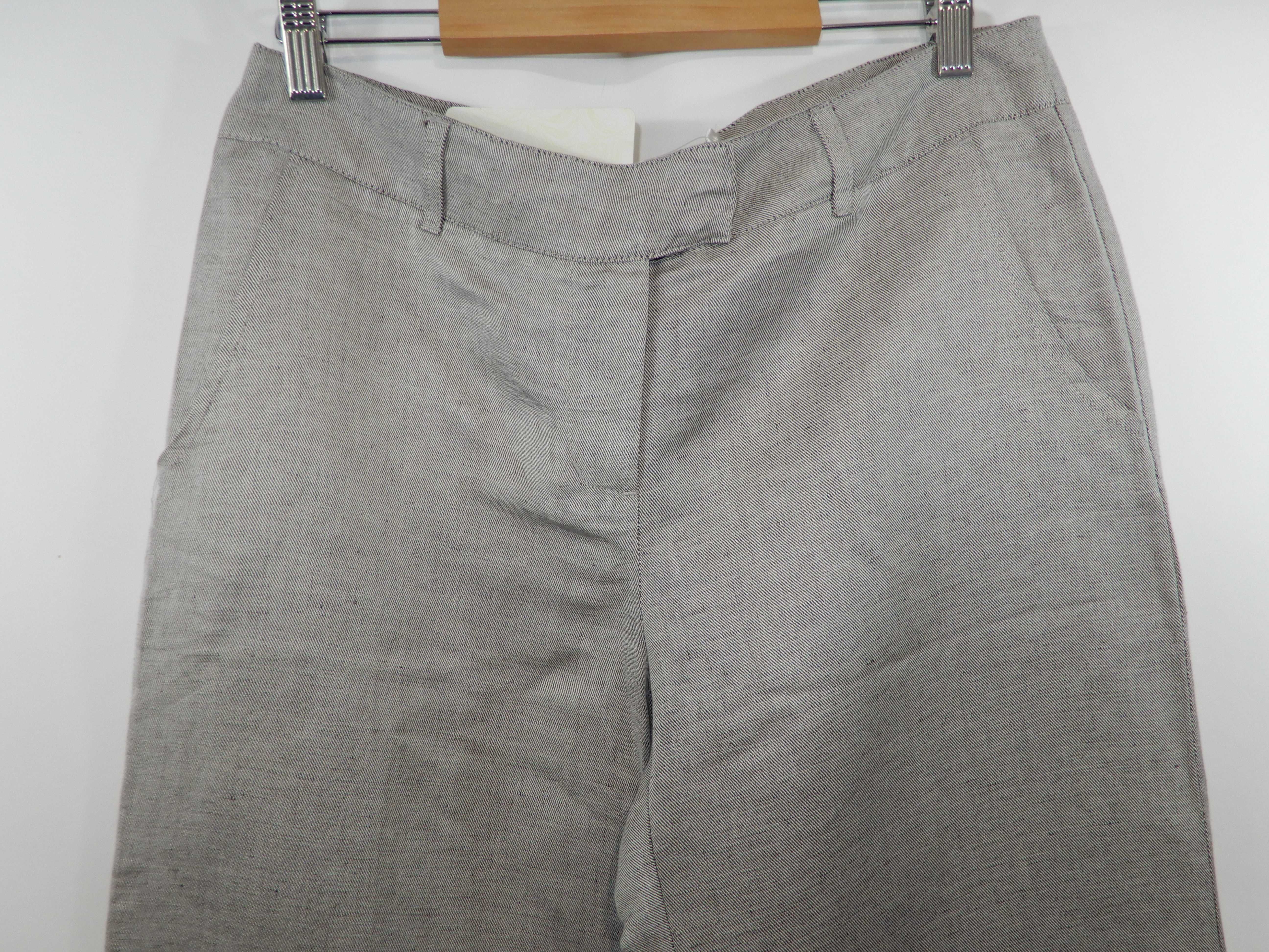 Długie spodnie casual z lnem szare szeroka nogawka Top Secret 38 M