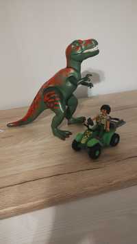 Zestaw Playmobil tyranozaur 22cm, quad, figurka chłopaka z aparatem