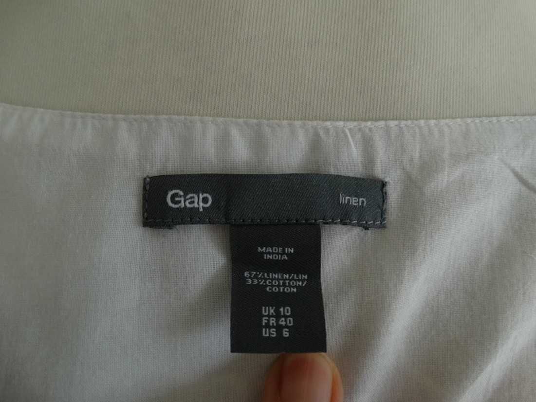Sukienka GAP Lniana Len Bawełna Kremowa Modny Nadruk Wymarzona na Lato