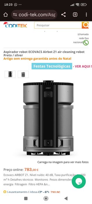 Robo purificador de ar Ecovacs Airbot Z1 (cinza)