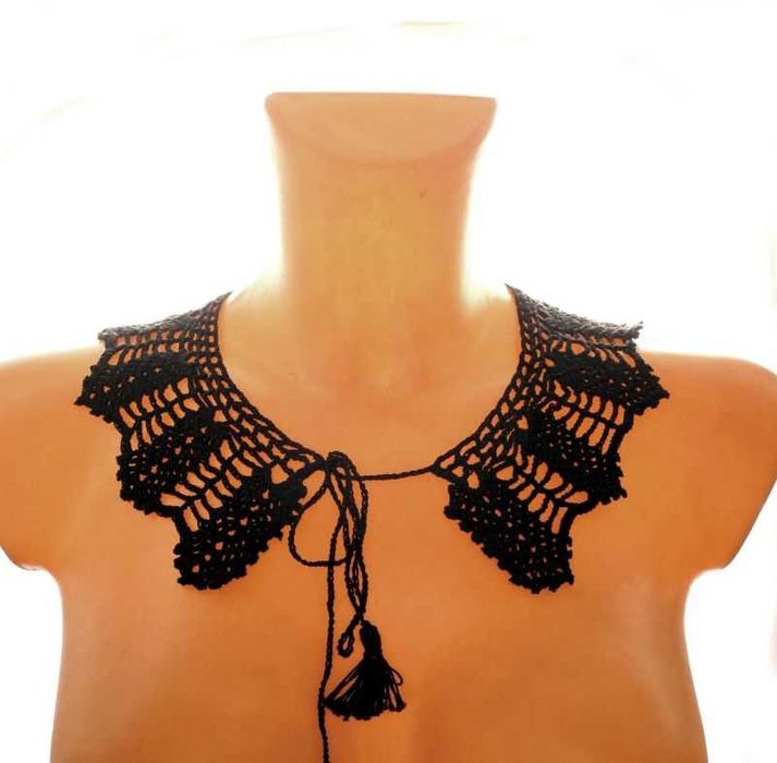 Kołnierzyk koronkowy czarny 53x 6 cm.