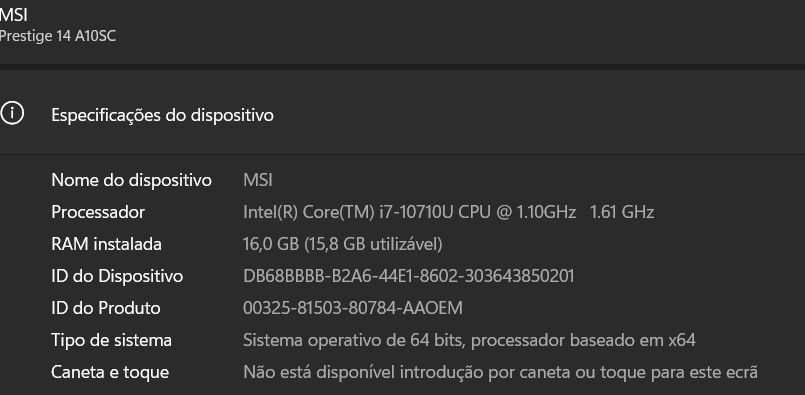 MSI PROTEGE 14 PRESTIGE - Computador Portátil